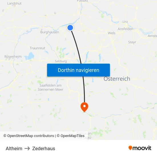Altheim to Zederhaus map