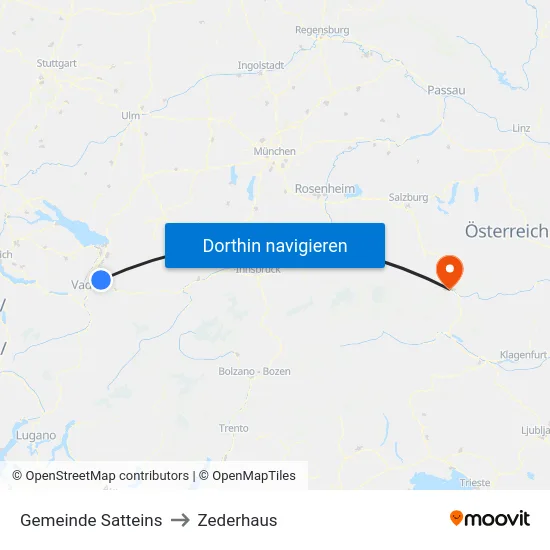 Gemeinde Satteins to Zederhaus map