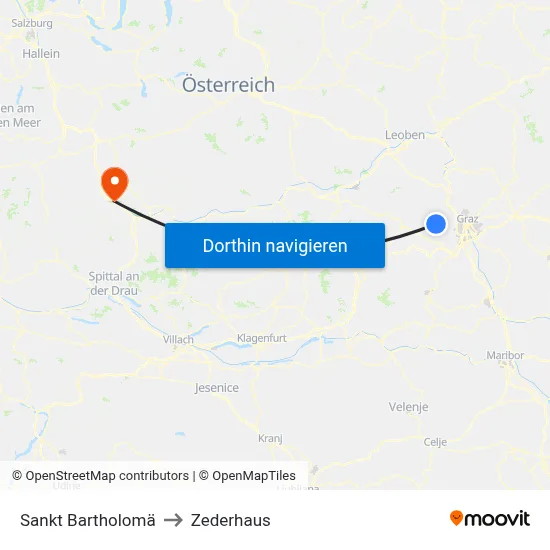 Sankt Bartholomä to Zederhaus map