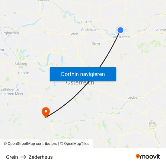 Grein to Zederhaus map