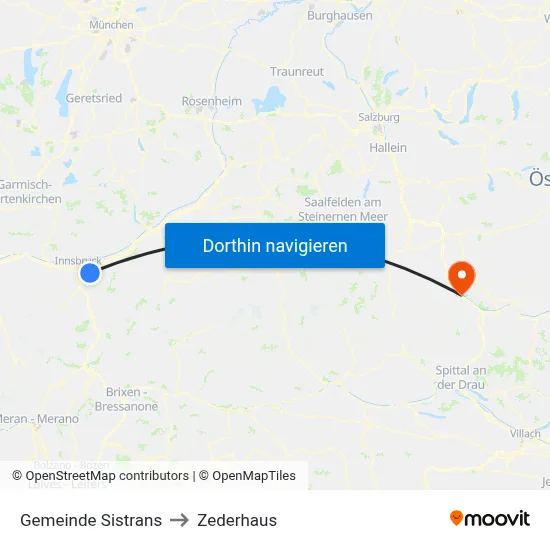 Gemeinde Sistrans to Zederhaus map