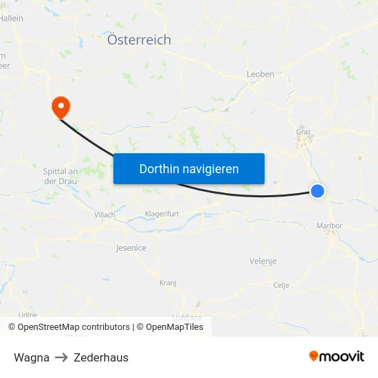 Wagna to Zederhaus map