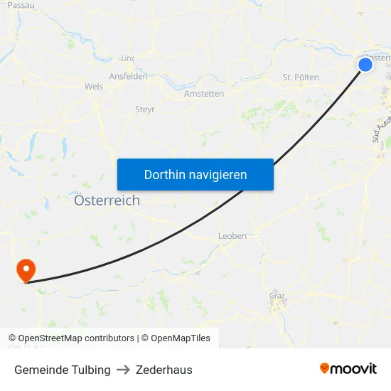 Gemeinde Tulbing to Zederhaus map