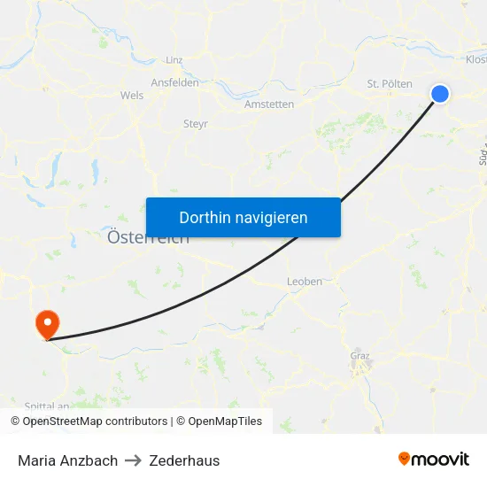 Maria Anzbach to Zederhaus map