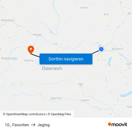 10., Favoriten to Jeging map