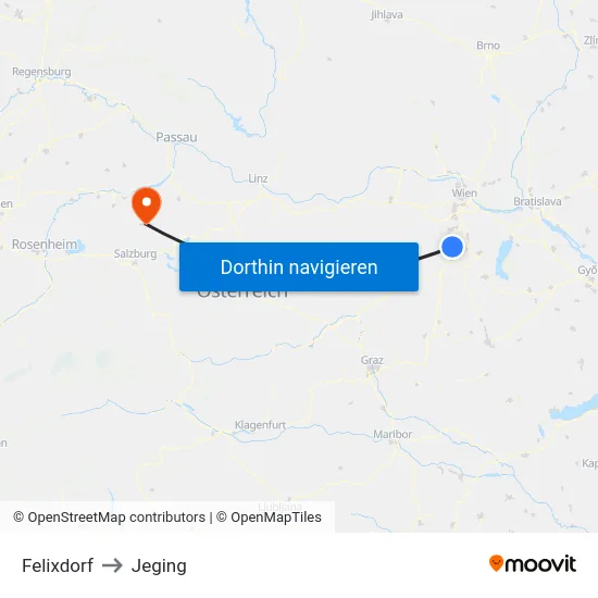 Felixdorf to Jeging map