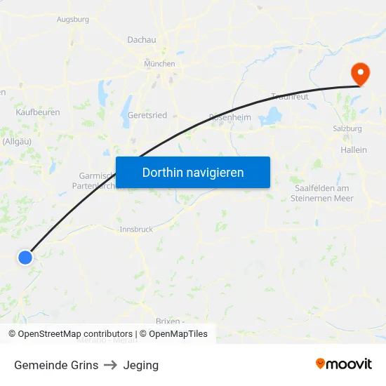 Gemeinde Grins to Jeging map