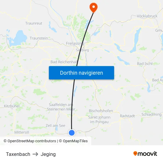 Taxenbach to Jeging map