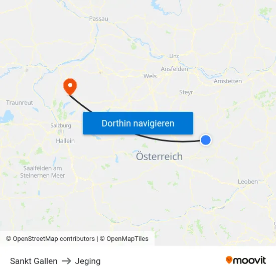 Sankt Gallen to Jeging map