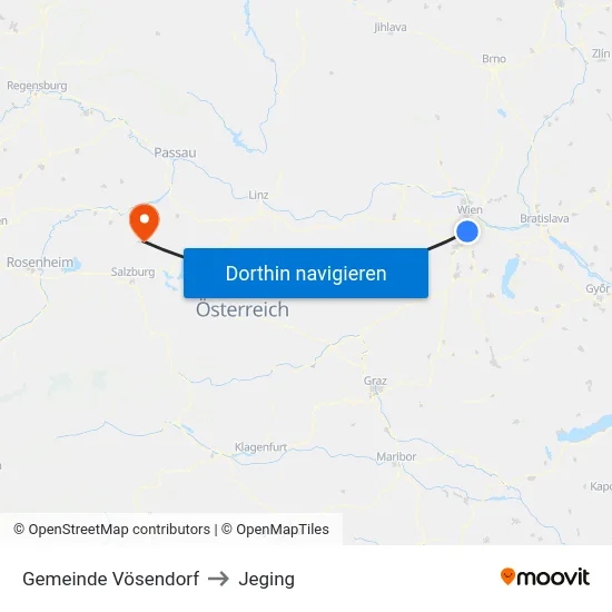 Gemeinde Vösendorf to Jeging map