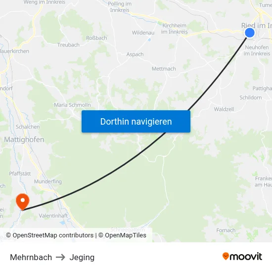 Mehrnbach to Jeging map