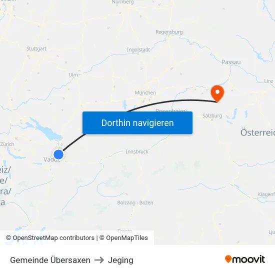 Gemeinde Übersaxen to Jeging map