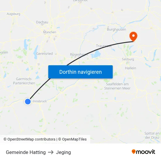 Gemeinde Hatting to Jeging map