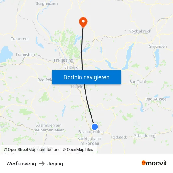 Werfenweng to Jeging map