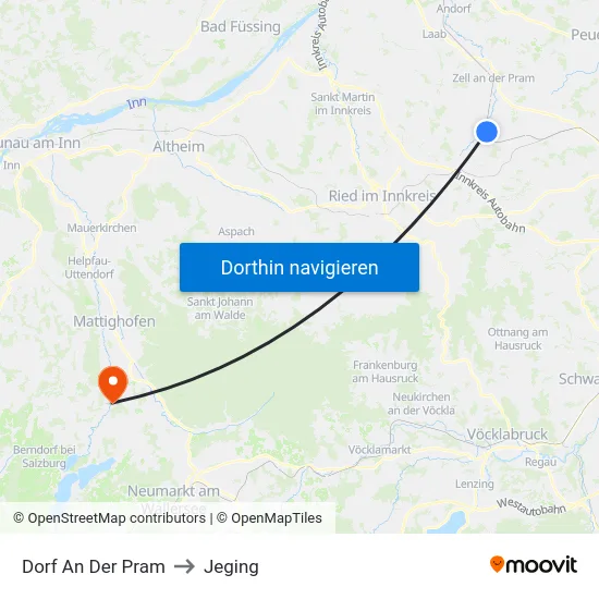Dorf An Der Pram to Jeging map
