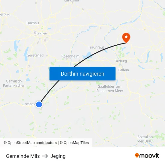 Gemeinde Mils to Jeging map