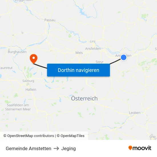 Gemeinde Amstetten to Jeging map