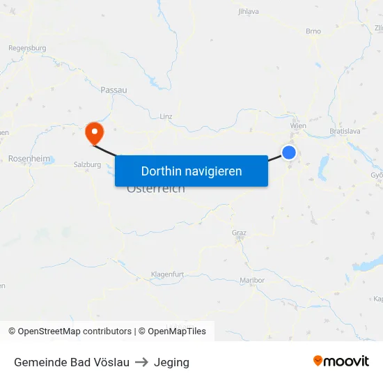Gemeinde Bad Vöslau to Jeging map