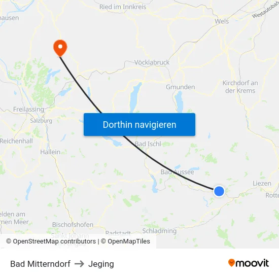 Bad Mitterndorf to Jeging map