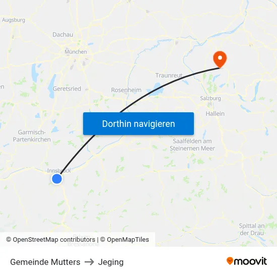 Gemeinde Mutters to Jeging map
