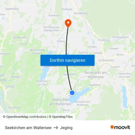 Seekirchen am Wallersee to Jeging map
