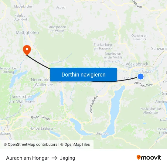Aurach am Hongar to Jeging map