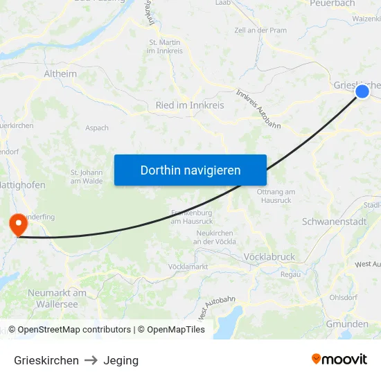 Grieskirchen to Jeging map