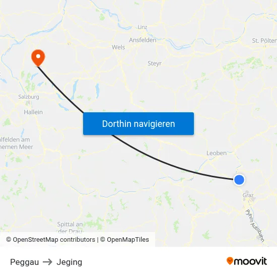 Peggau to Jeging map