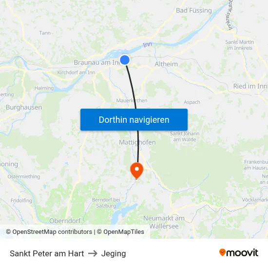 Sankt Peter am Hart to Jeging map