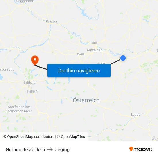 Gemeinde Zeillern to Jeging map