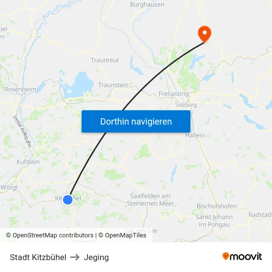 Stadt Kitzbühel to Jeging map