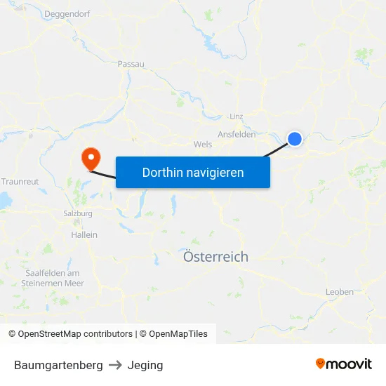 Baumgartenberg to Jeging map