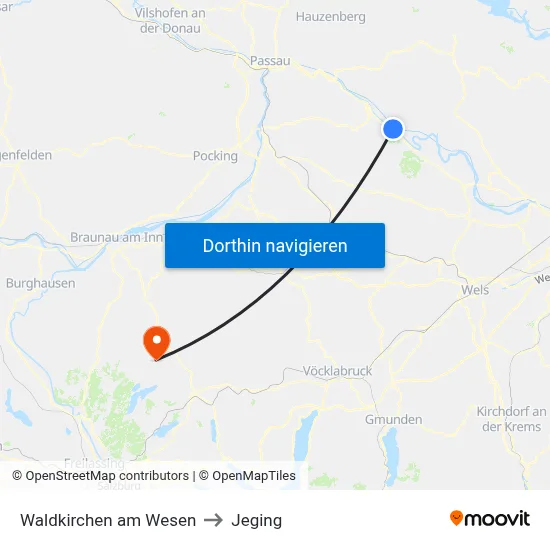 Waldkirchen am Wesen to Jeging map
