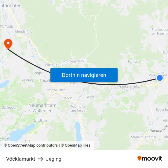 Vöcklamarkt to Jeging map