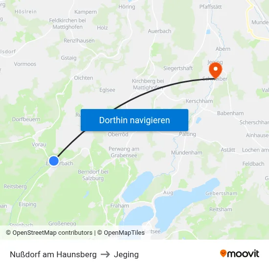 Nußdorf am Haunsberg to Jeging map