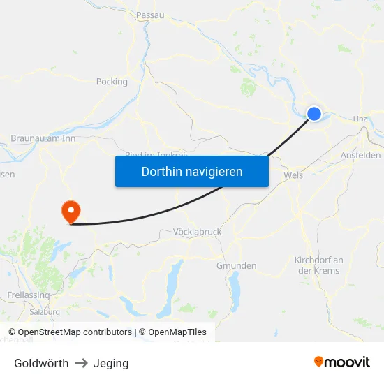 Goldwörth to Jeging map