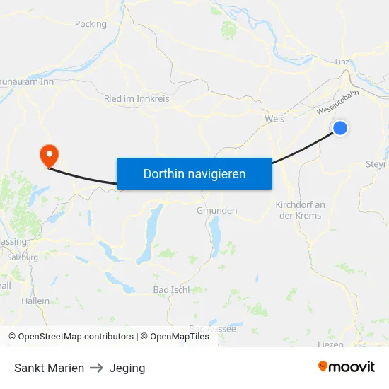 Sankt Marien to Jeging map
