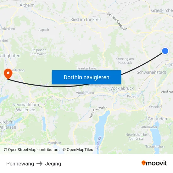 Pennewang to Jeging map