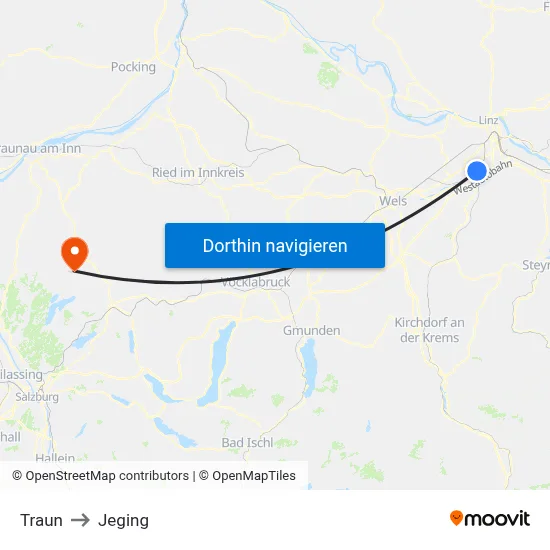 Traun to Jeging map