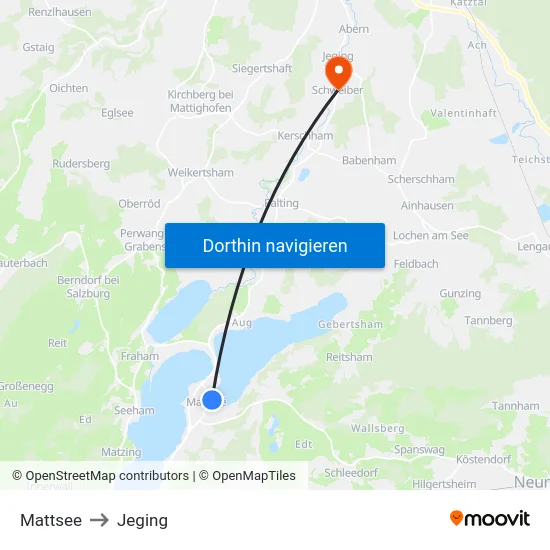 Mattsee to Jeging map