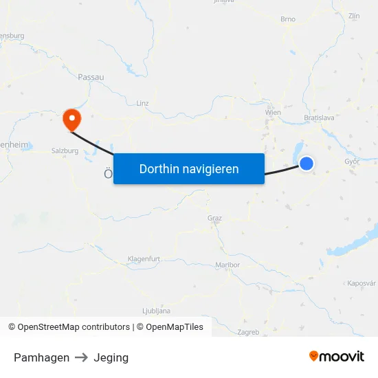 Pamhagen to Jeging map