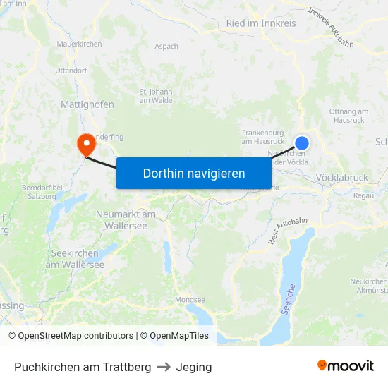 Puchkirchen am Trattberg to Jeging map