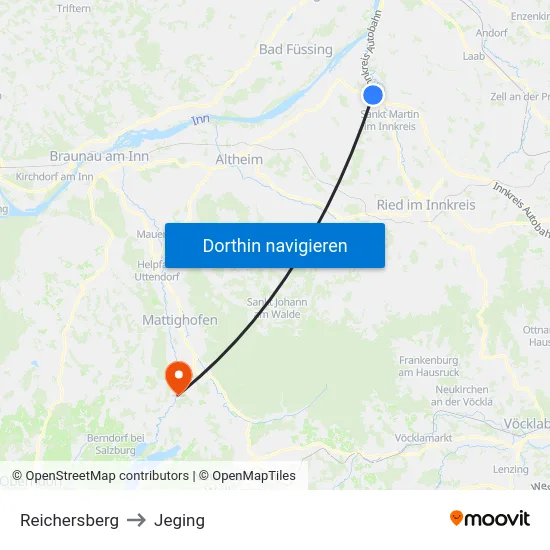 Reichersberg to Jeging map