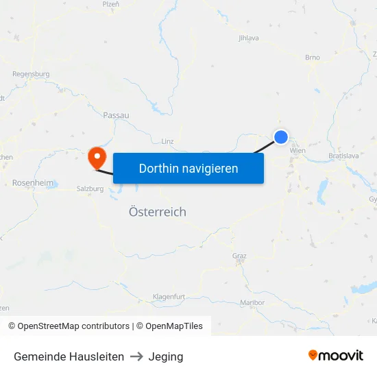 Gemeinde Hausleiten to Jeging map