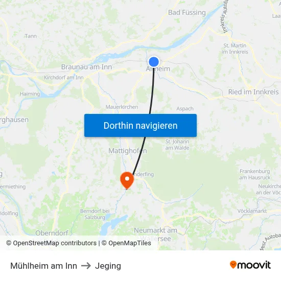 Mühlheim am Inn to Jeging map