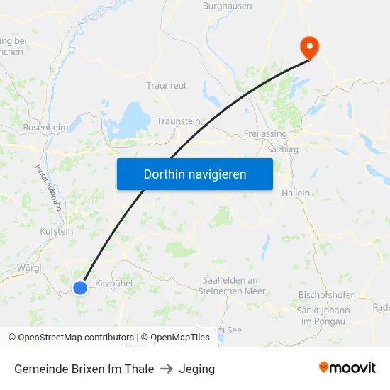 Gemeinde Brixen Im Thale to Jeging map