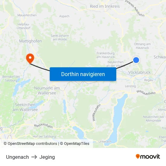 Ungenach to Jeging map