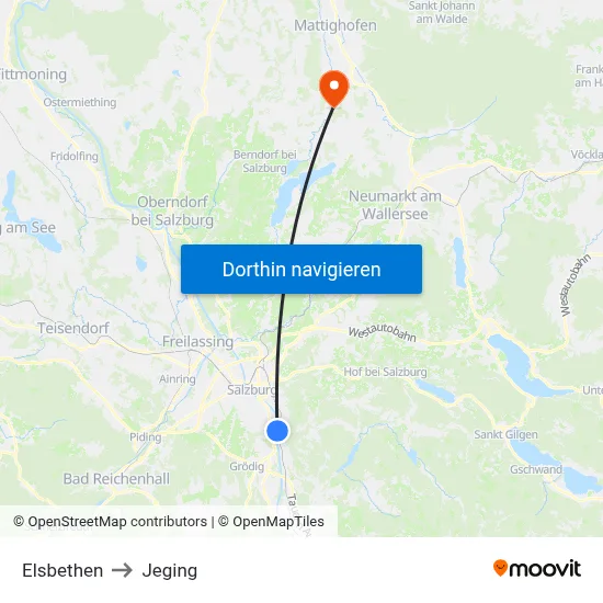 Elsbethen to Jeging map