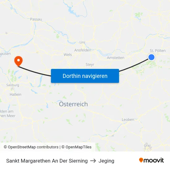 Sankt Margarethen An Der Sierning to Jeging map