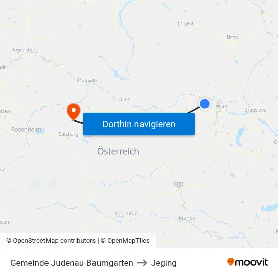 Gemeinde Judenau-Baumgarten to Jeging map